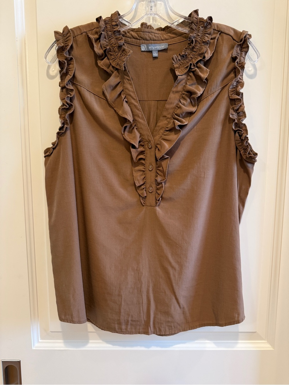 Wit & Wisdom Split Neck Ruffle Blouse